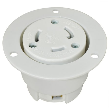 Superior Electric Flanged Locking Receptacle, L5-30R, 30 A, 125V AC, White YGF038F